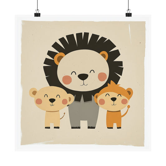 Cute Animal Family Wall Art, Kid's Room Decor, Nursery Art Print, Playroom Decor, Gift for Animal Lovers