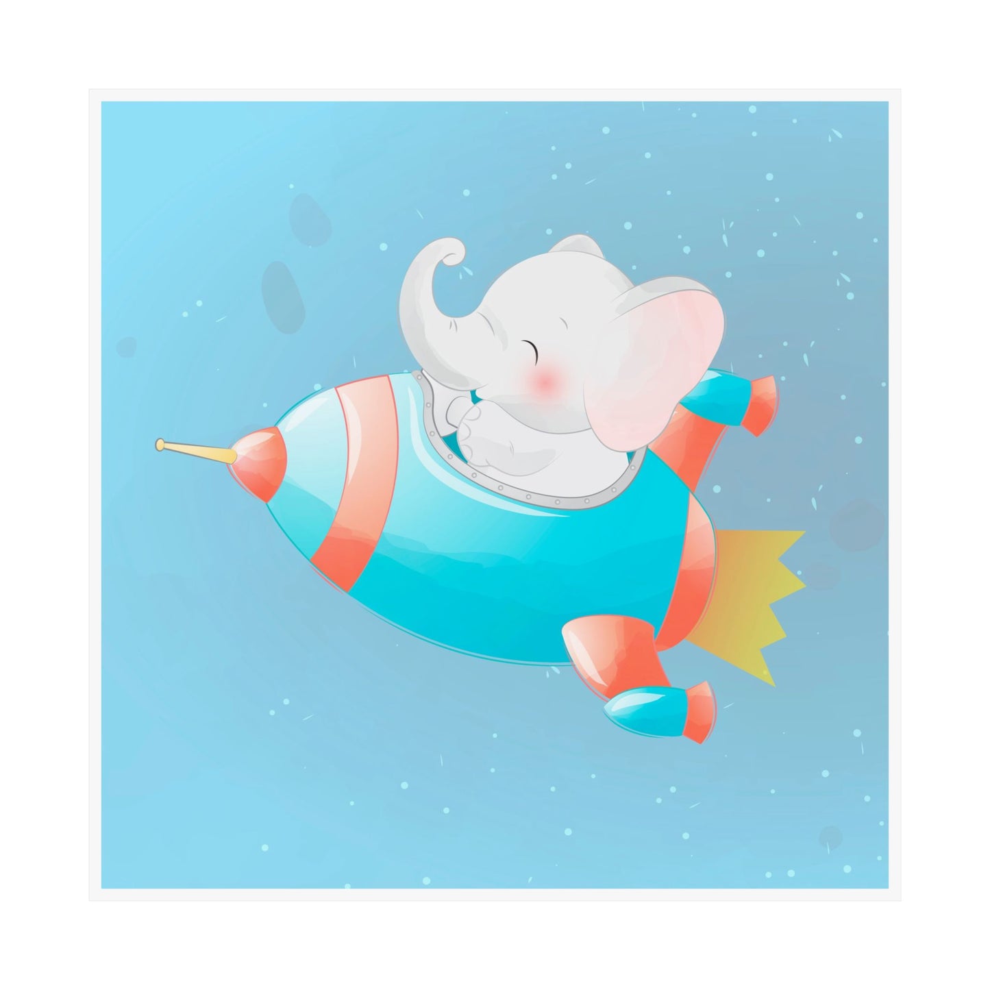 Cute Elephant Rocket Adventure Poster, Nursery Wall Art, Kids Room Decor, Baby Shower Gift, Playroom Art