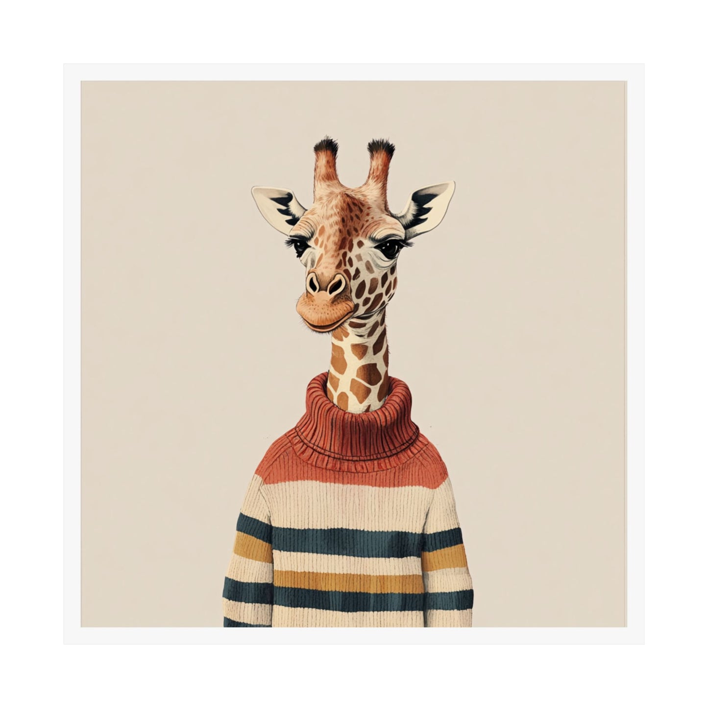 Whimsical Giraffe Vertical Poster, Cute Animal Art, Nursery Decor, Playroom Wall Art, Unique Gift for Kids, Animal Lover Decor