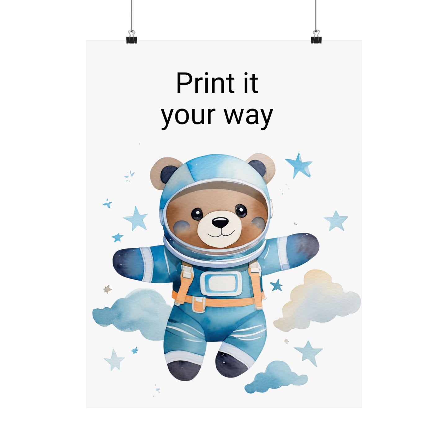 Cute Astronaut Bear Poster, Kids Room Decor, Nursery Art, Baby Shower Gift, Playroom Wall Art, Children's Bedroom