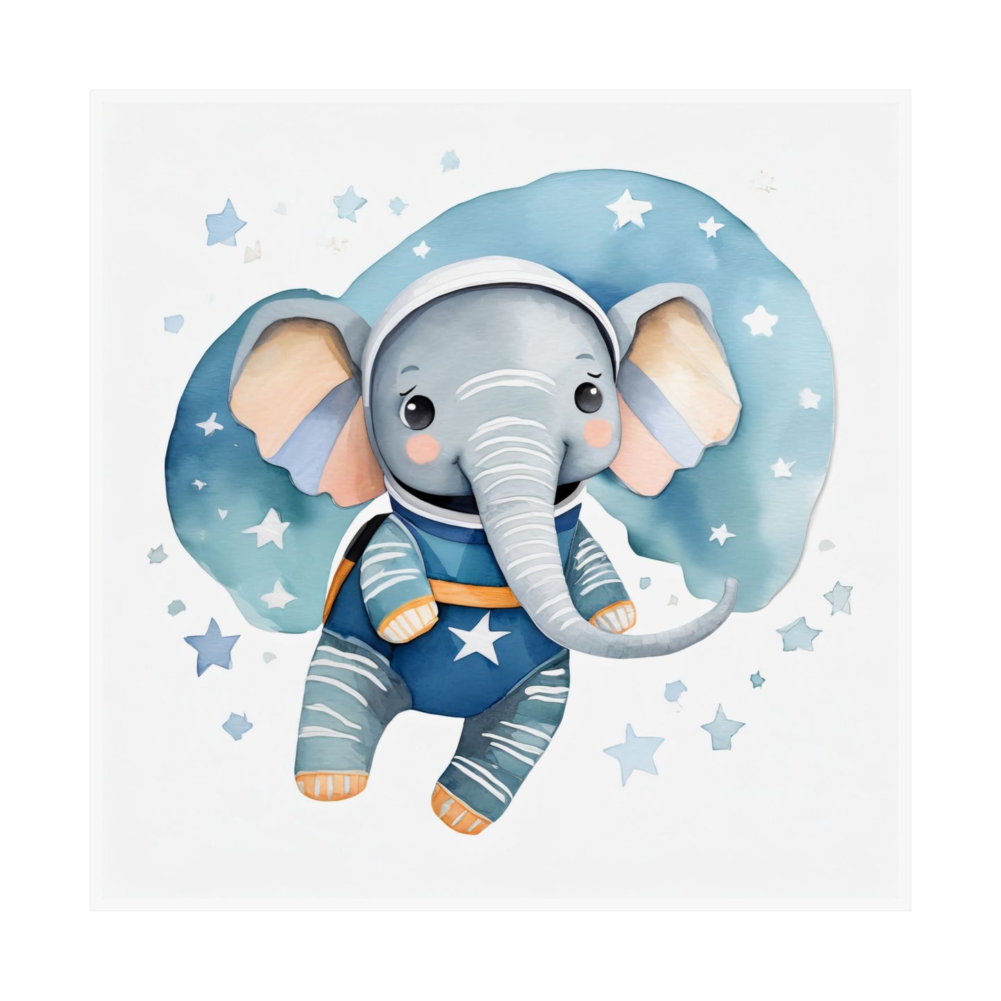 Cute Elephant Space-Themed Poster, Nursery Wall Art, Baby Shower Gift, Kids Room Decor, Whimsical Animal Print
