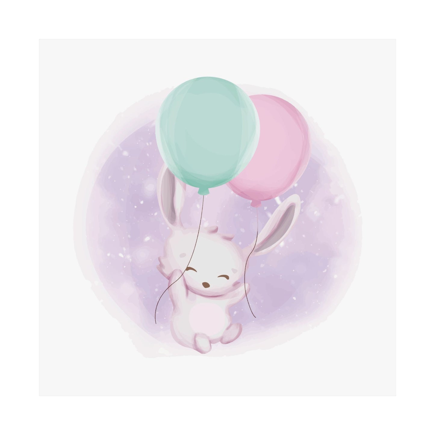 Cute Bunny Balloon Wall Art Print, Adorable Rabbit Poster, Kids Room Decor, Nursery Wall Art, Birthday Gift, Playful Vibe