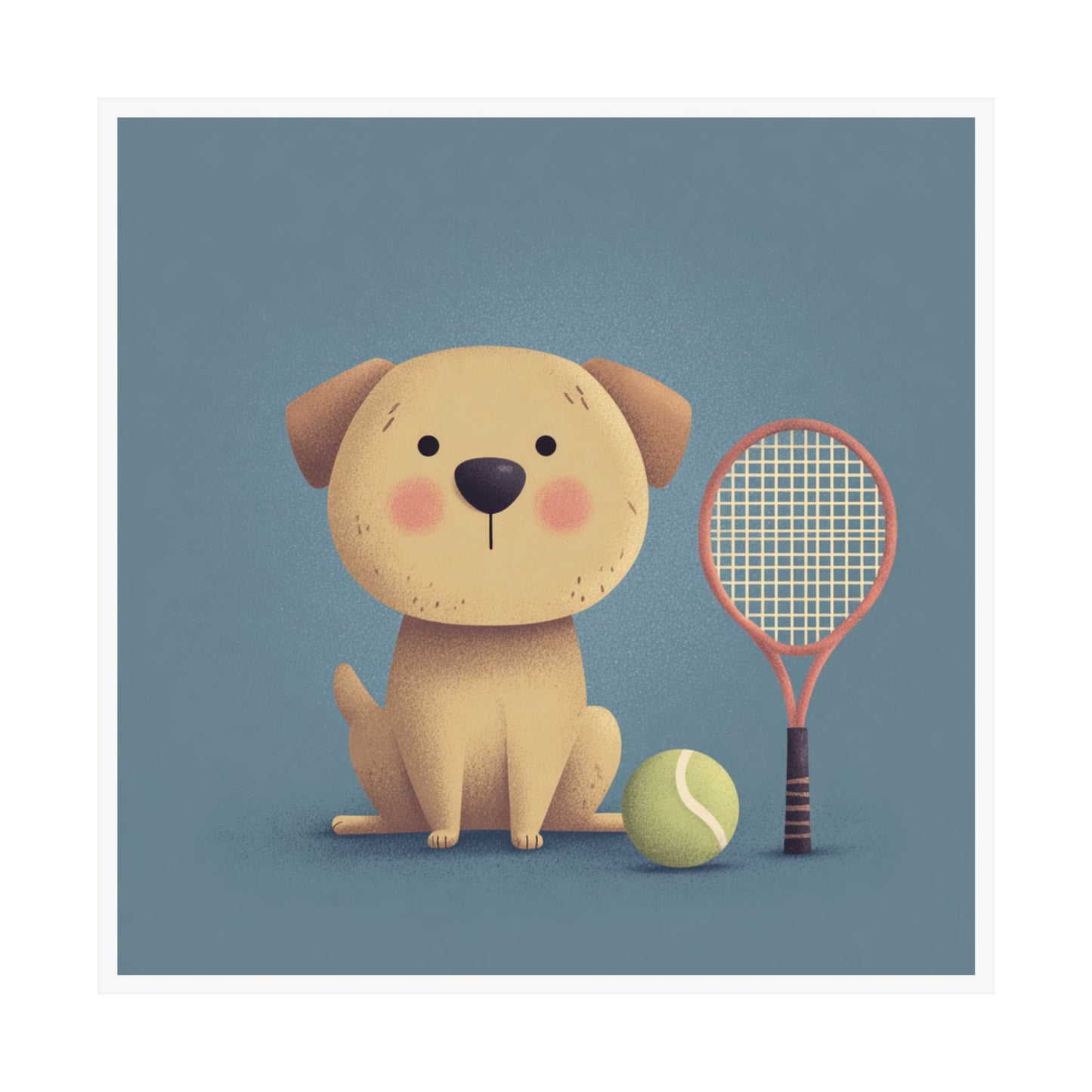 Charming Dog Poster Print, Adorable Pet Wall Art, Kid's Room Decor, Tennis Lover Gift, Cute Animal Art