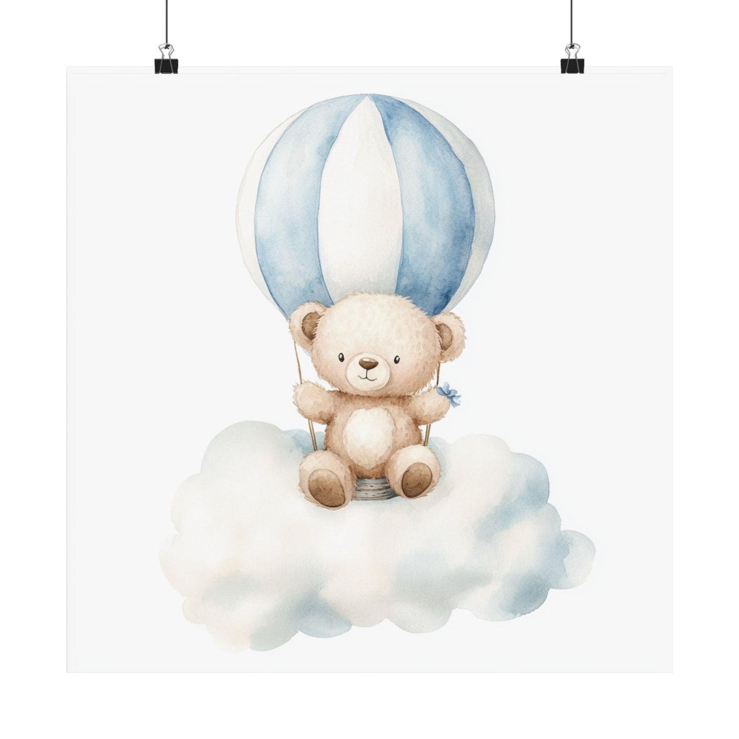 Whimsical Bear Hot Air Balloon Poster, Cute Nursery Wall Art, Kids Room Decor, Baby Shower Gift, Childrens Art Print