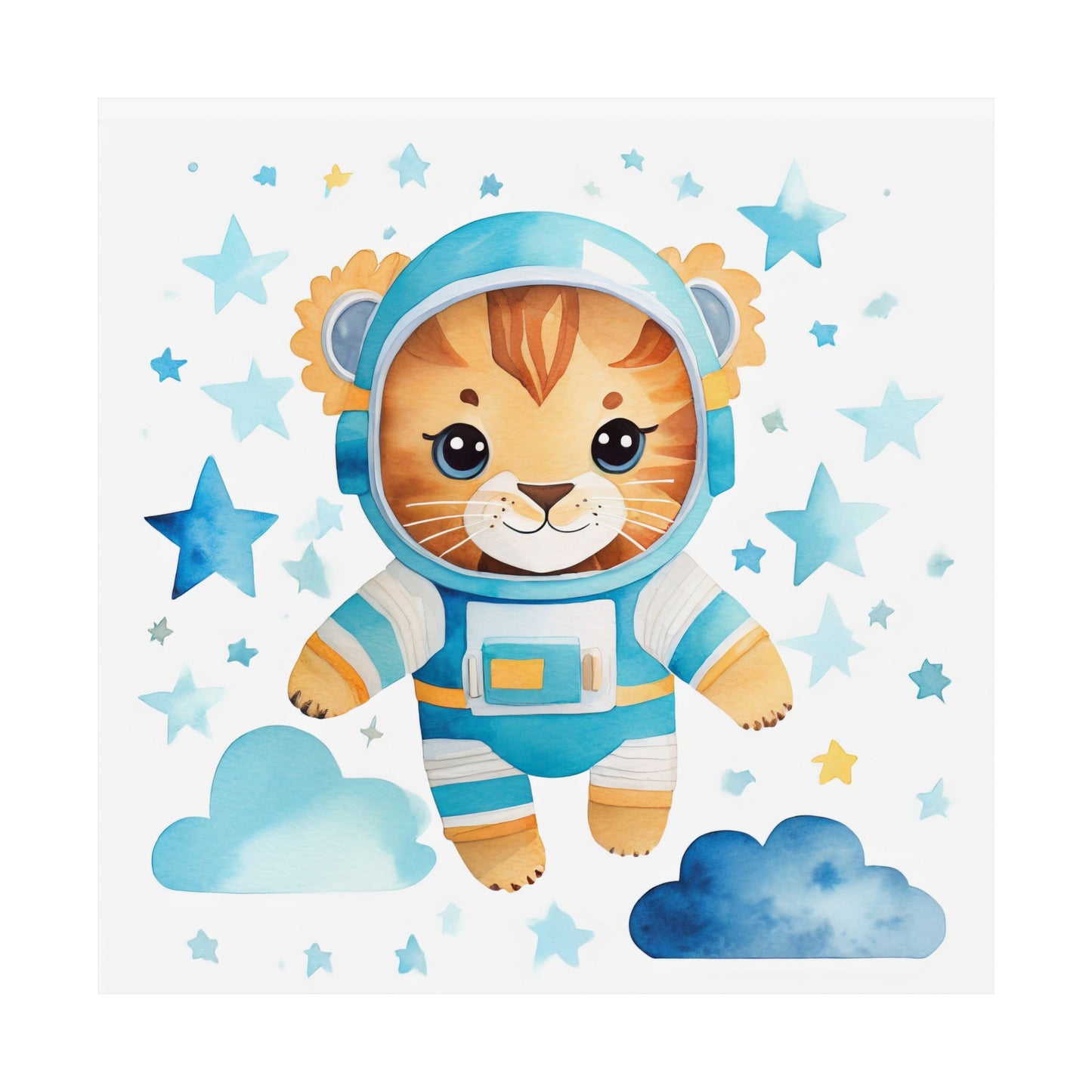 Cute Astronaut Lion Poster, Kids Room Decor, Nursery Wall Art, Baby Shower Gift, Children's Bedroom Decoration