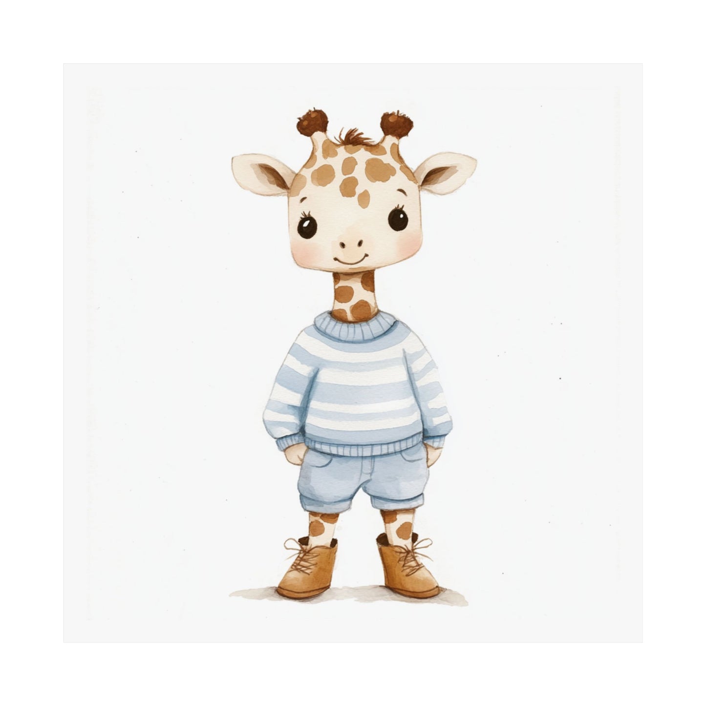 Cute Giraffe Nursery Wall Art, Kid's Room Decor, Baby Shower Gift, Animal Print, Horizontal Poster for Kids