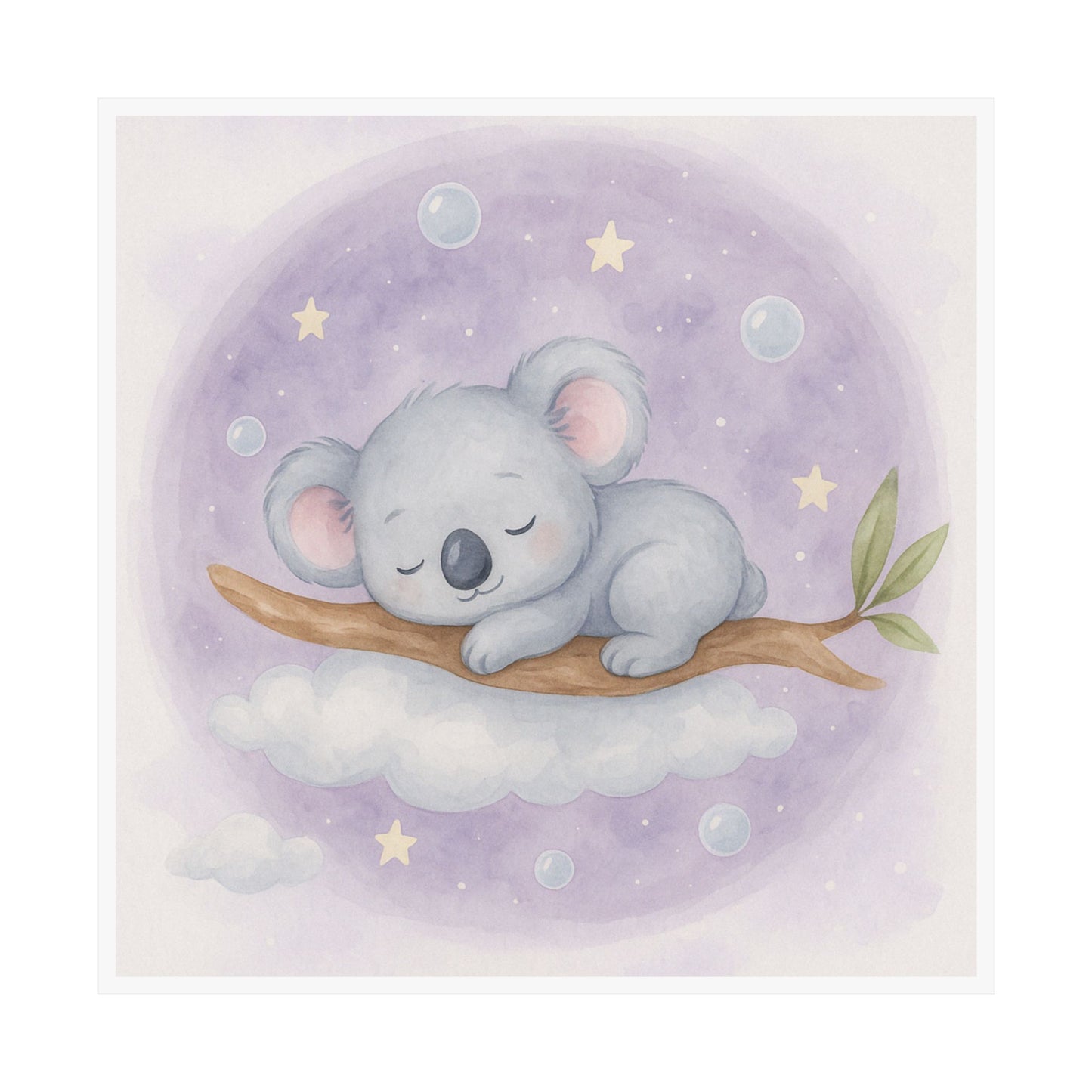 Whimsical Koala Vertical Poster Art, Nursery Decor, Kid's Room Wall Art, Baby Shower Gift, Sleepy Animal Print