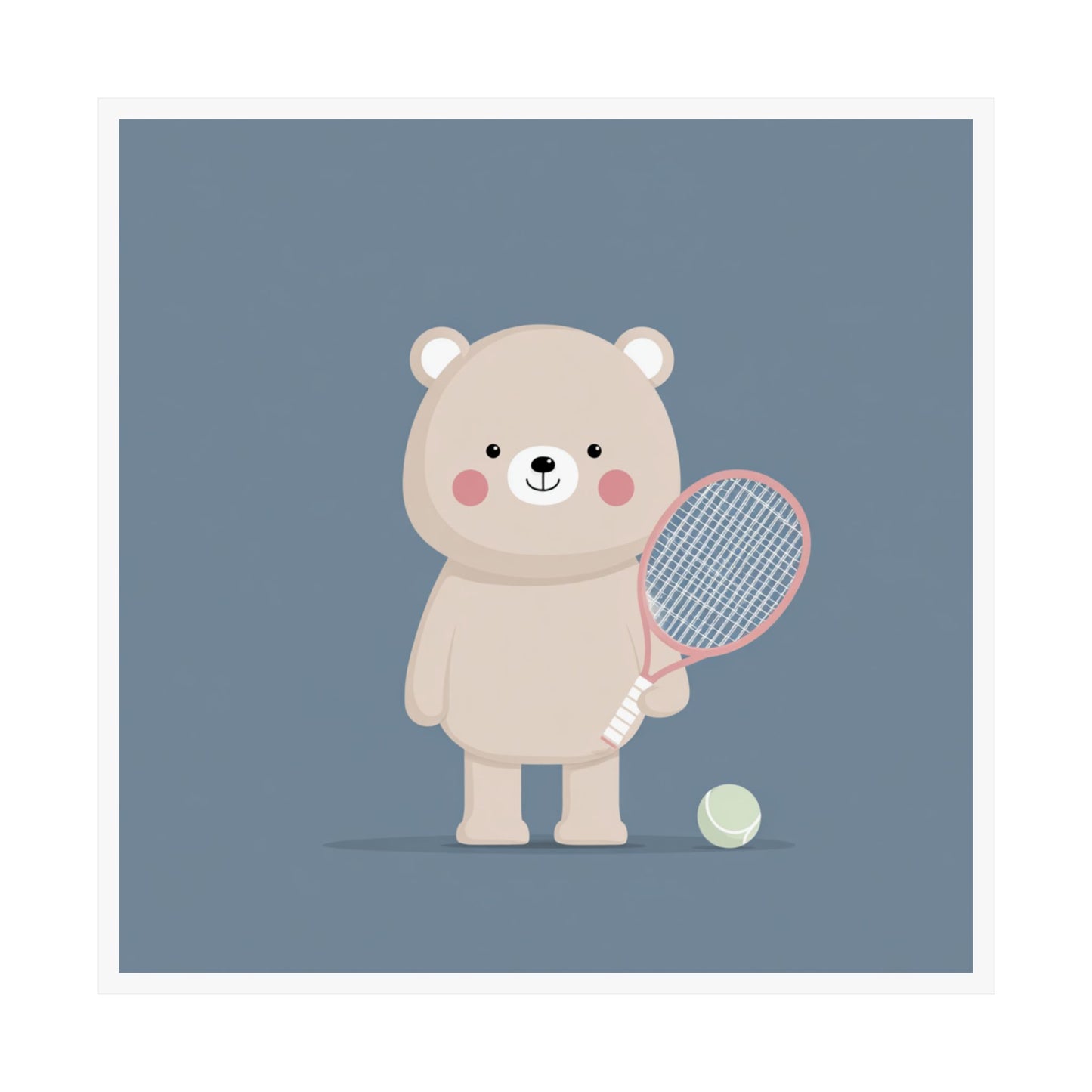Cute Bear Tennis Poster, Animal Art Print, Kid's Room Decor, Playroom Wall Art, Children's Gift, Tennis Theme