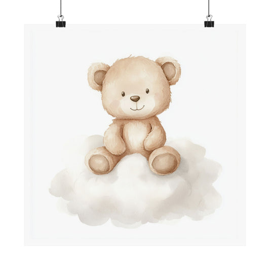 Whimsical Bear Art Print, Nursery Decor, Baby Shower Gift, Kids Room Wall Art, Cute Teddy Bear Poster, Soft Color Palette