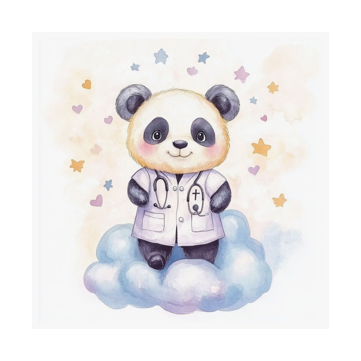 Cute Panda Doctor Vertical Poster, Kids Room Decor, Nursery Art, Animal Wall Art, Gift for Medical Professionals