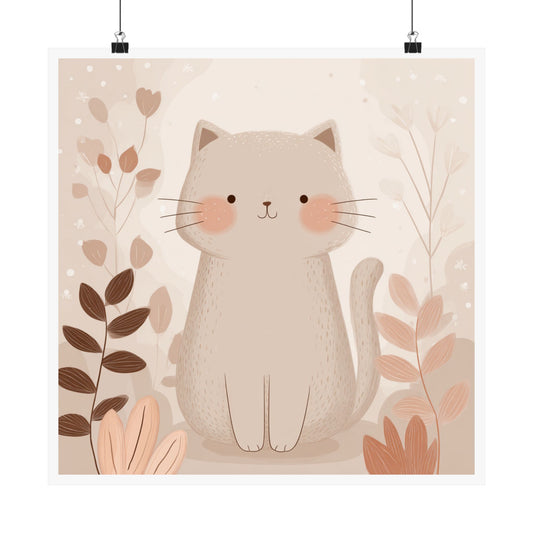 Cute Cat Matte Poster, Wall Art Décor, Animal Lover Gift, Home Office Decoration, Kawaii Cat Artwork