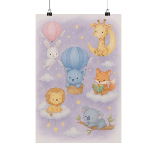 Whimsical Animal Nursery Posters, Cute Baby Wall Art, Playroom Decor, Kids Room Decoration, Gifts for Baby Showers