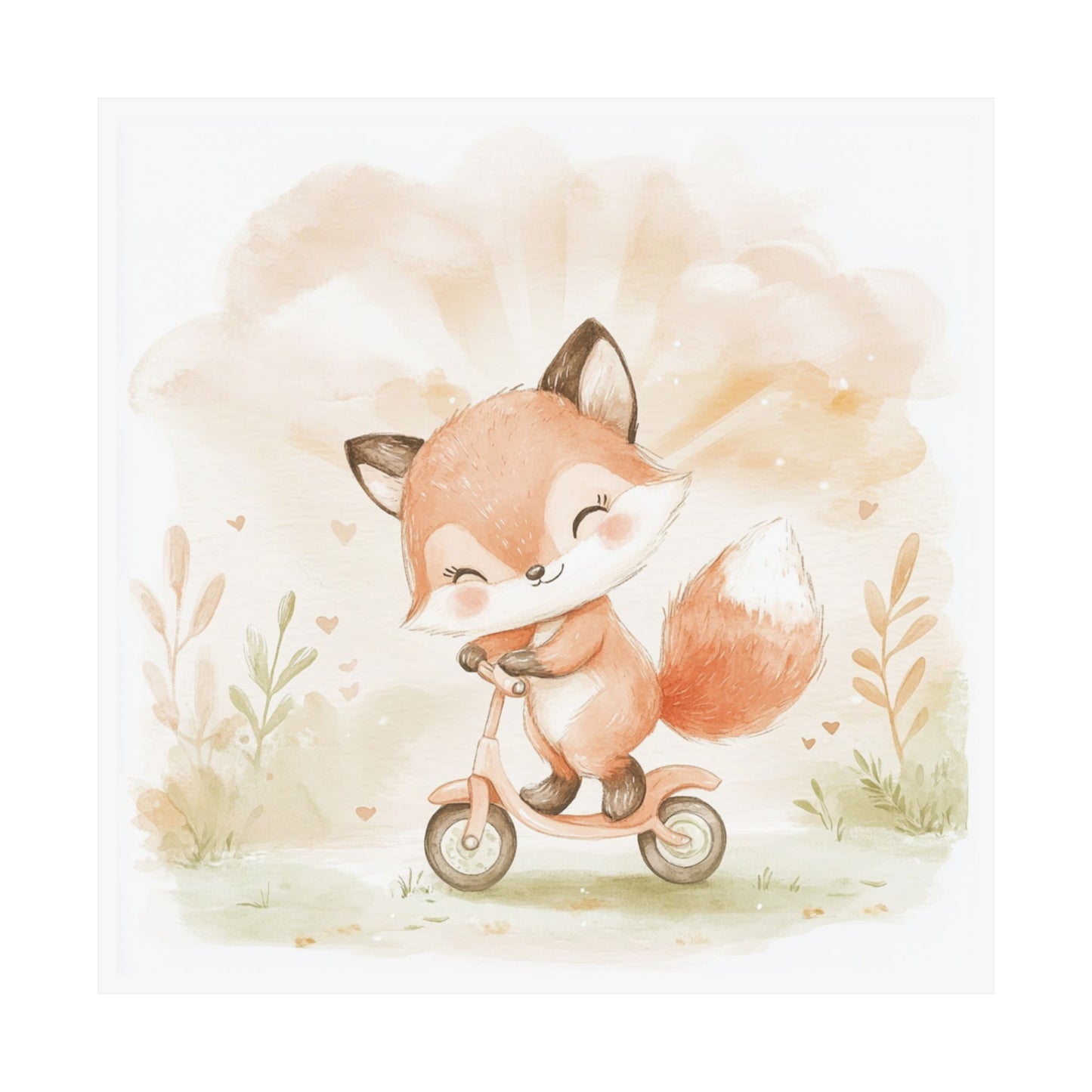 Whimsical Fox Poster, Cute Animal Art Print, Nursery Decor, Children's Room Wall Art, Fox Lover Gift, Playroom Decoration