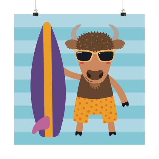 Whimsical Surfing Buffalo Poster, Fun Wall Art for Beach Lovers, Kid's Room Decor, Summer Vibe Art, Perfect Gift for Surfers, Coastal [...]