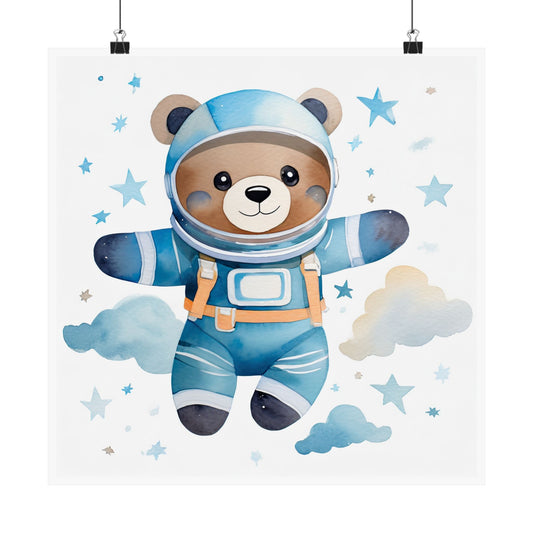 Cute Astronaut Bear Poster, Kids Room Decor, Nursery Art, Cosmic Wall Art, Baby Shower Gift, Playroom Decoration