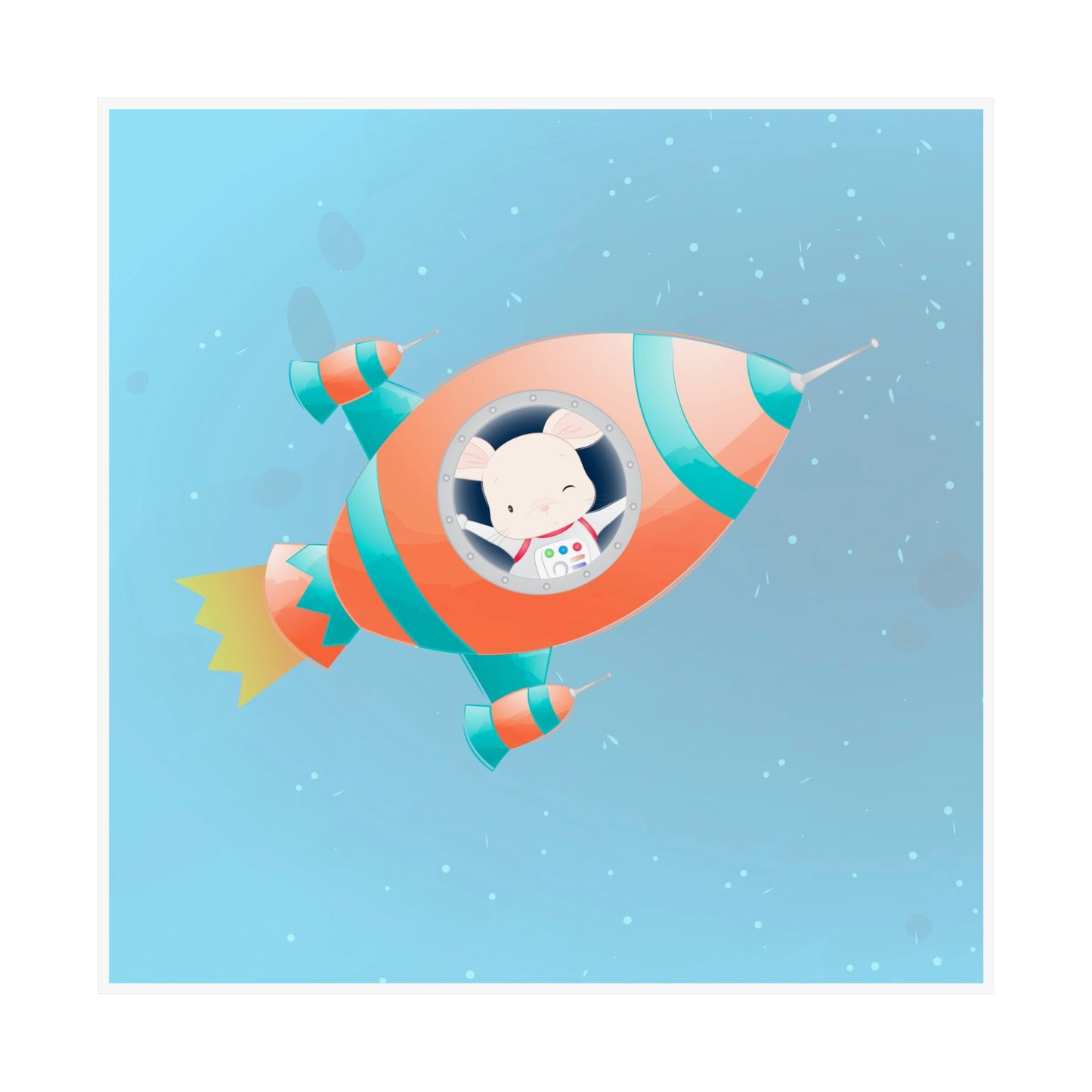 Whimsical Space Rocket Poster, Cute Kids Room Art, Children's Decor, Nursery Wall Print, Gift for Space Lovers, Playful Home Decor