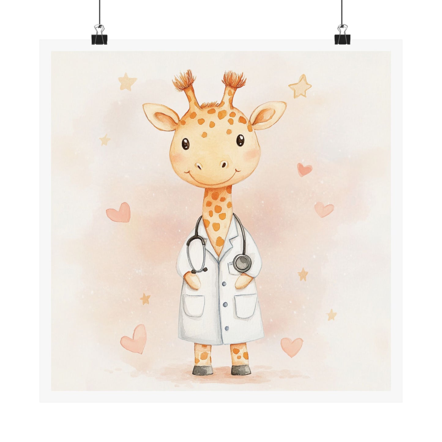 Cute Giraffe Doctor Poster, Nursery Wall Art, Children's Room Decor, Baby Shower Gift, Animal Medical Print