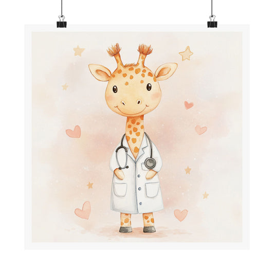 Cute Giraffe Doctor Poster, Nursery Wall Art, Children's Room Decor, Baby Shower Gift, Animal Medical Print