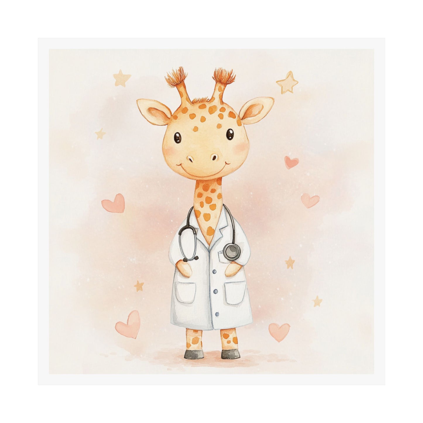 Cute Giraffe Doctor Poster, Nursery Wall Art, Children's Room Decor, Baby Shower Gift, Animal Medical Print