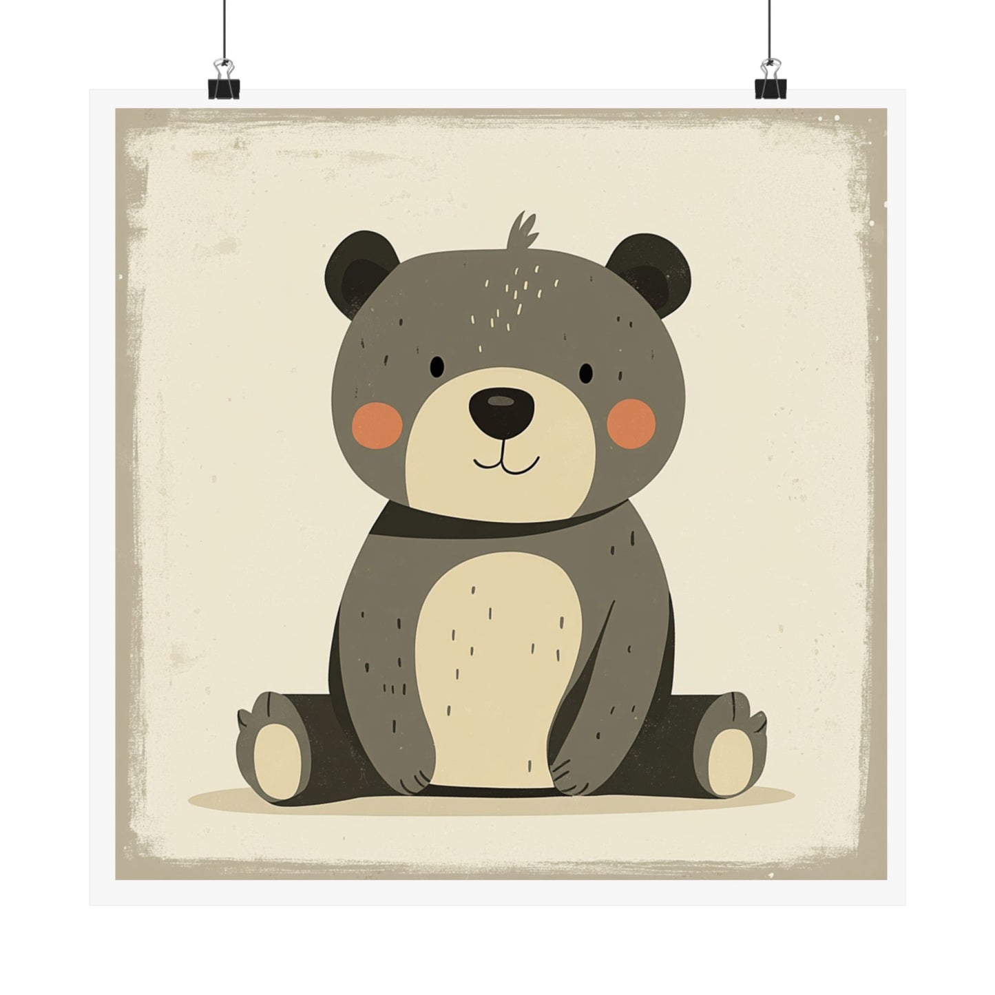 Cute Bear Art Print - Whimsical Nursery Decor, Kids Room Wall Art, Baby Shower Gift, Playroom Decoration, Animal Poster