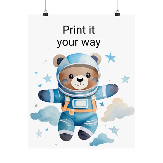 Cute Astronaut Bear Poster, Kids Room Decor, Nursery Art, Baby Shower Gift, Playroom Wall Art, Children's Bedroom