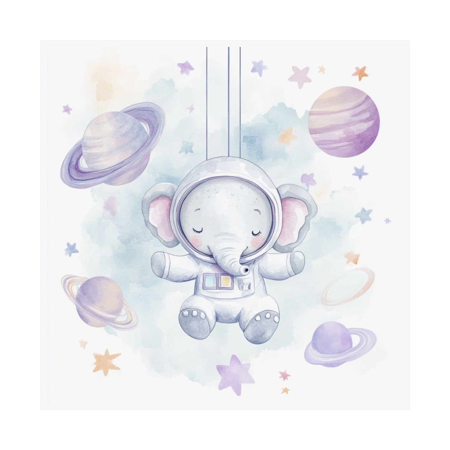 Astronaut Elephant Poster, Nursery Wall Art, Kids Room Decor, Space Theme Print, Baby Shower Gift