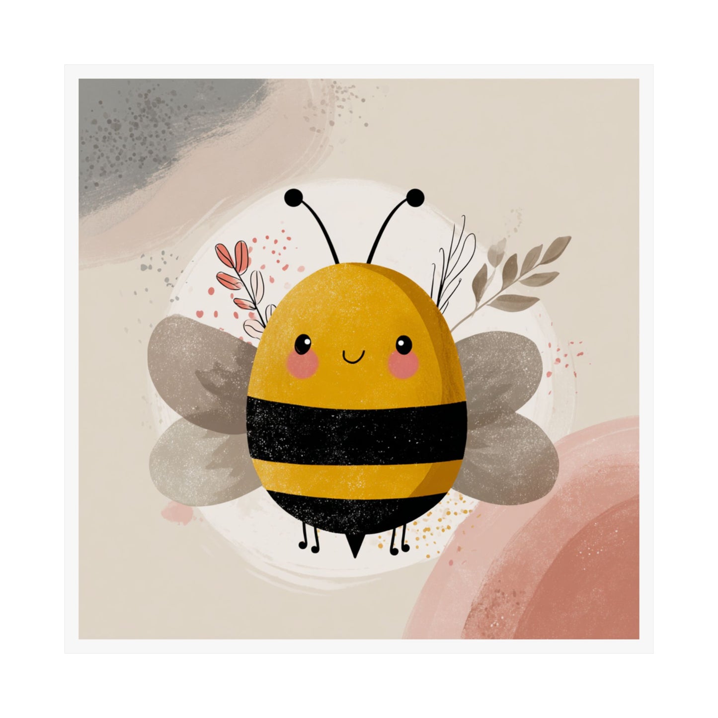 Cute Bee Matte Vertical Posters, Adorable Wall Art, Children's Decor, Nursery Print, Gift for Kids, Nature Inspired Art
