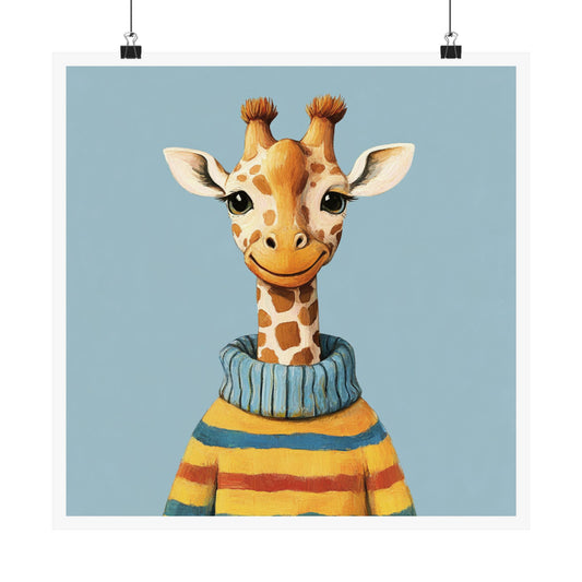 Whimsical Giraffe Art Print, Cute Animal Decor for Kids, Nursery Wall Art, Playroom Decoration, Birthday Gift, Animal Lover Gift