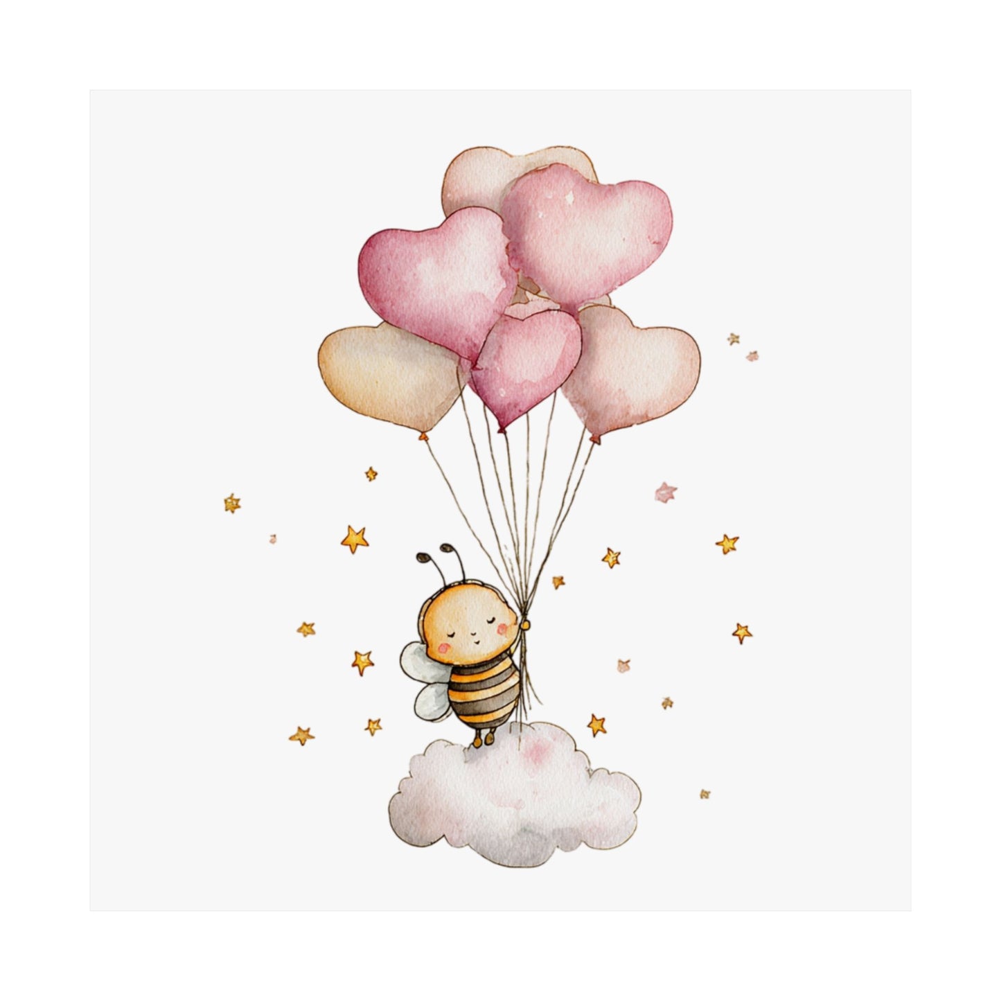 Whimsical Bee Vertical Poster, Nursery Wall Art, Baby Shower Gift, Cute Home Decor, Kid's Room Decoration
