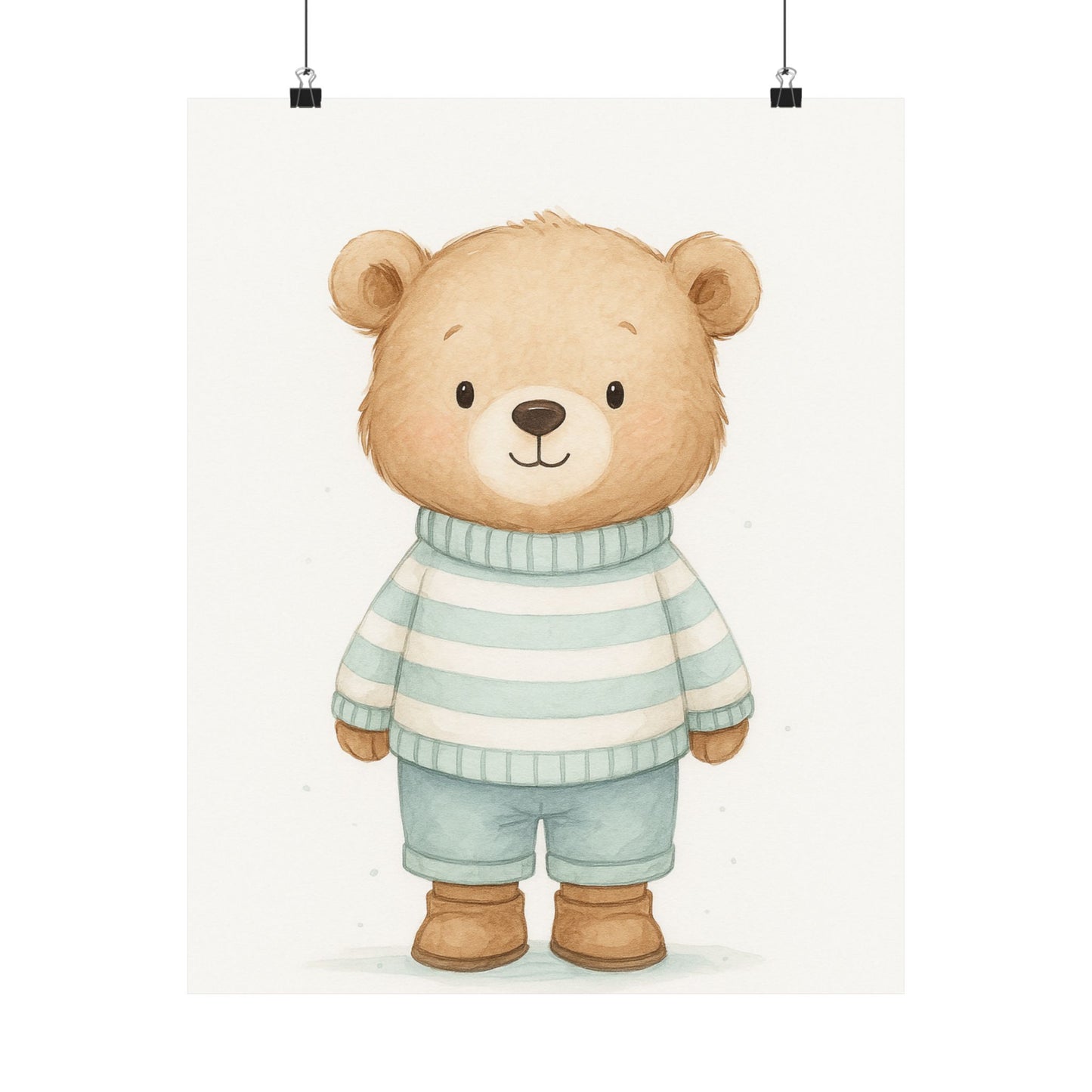 Cute Bear Art Poster, Children's Room Decor, Nursery Wall Art, Gift for Kids, Animal Illustration, Playroom Decoration