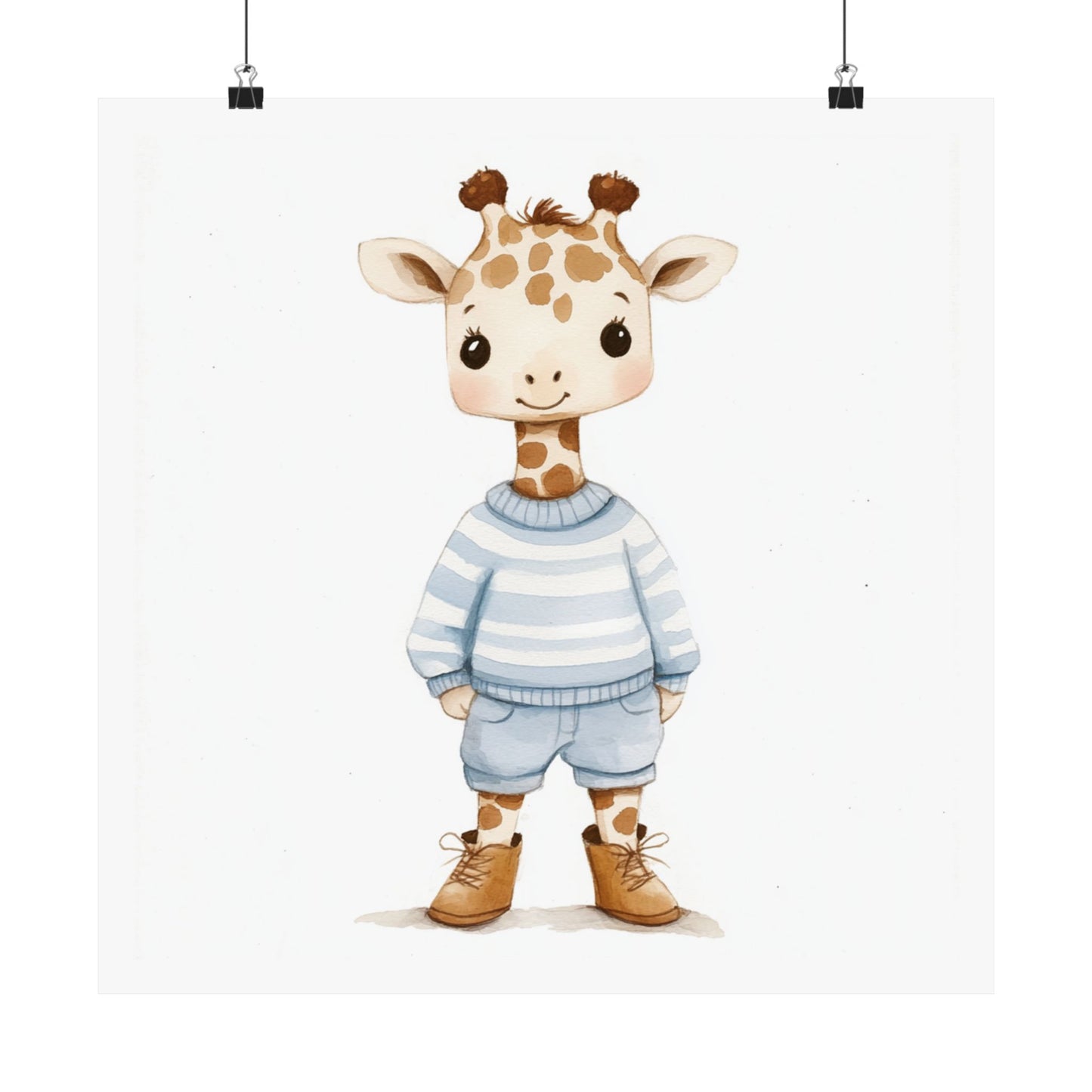 Cute Giraffe Nursery Wall Art, Kid's Room Decor, Baby Shower Gift, Animal Print, Horizontal Poster for Kids