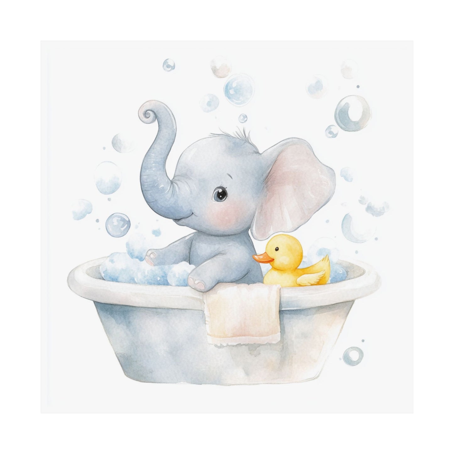 Baby Bath Elephant Poster, Nursery Wall Art, Children's Room Decor, Cute Bathroom Print, Baby Shower Gift