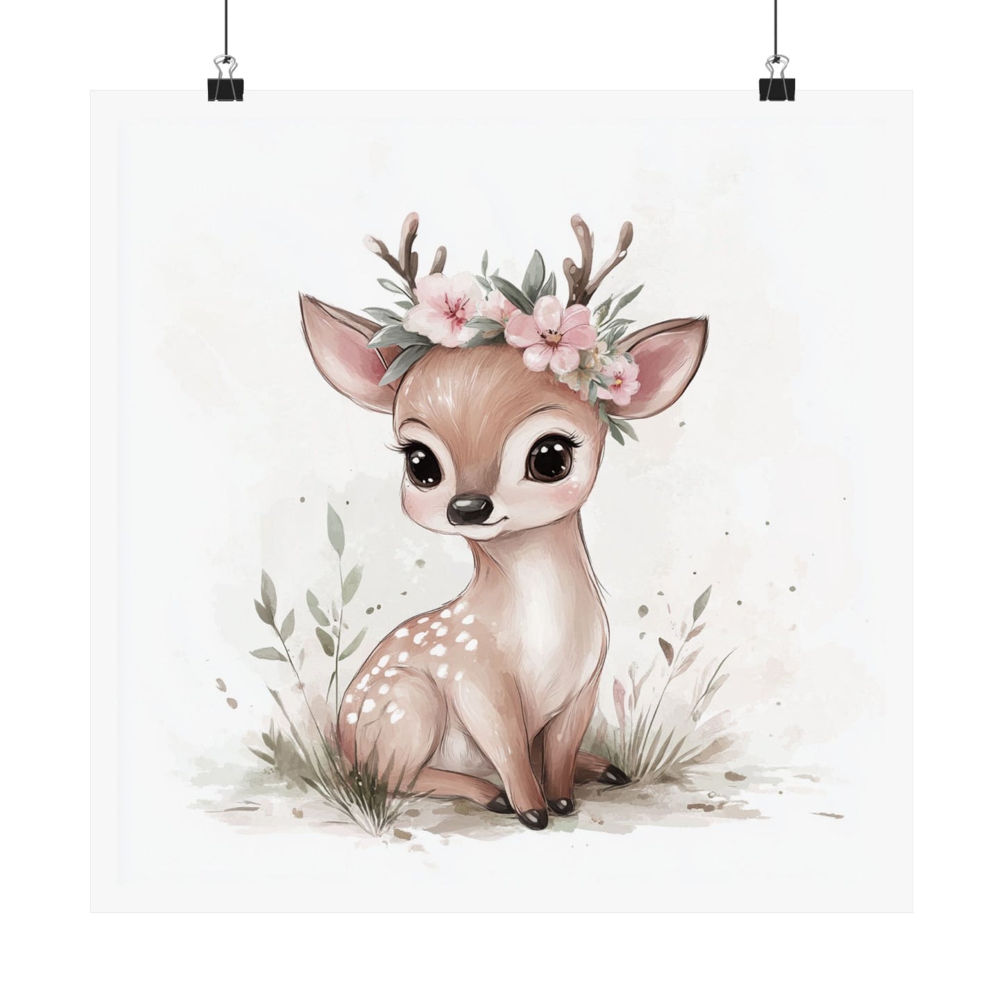 Charming Floral Deer Poster, Nursery Wall Art, Kids Room Decor, Baby Shower Gift, Woodland Animal Print
