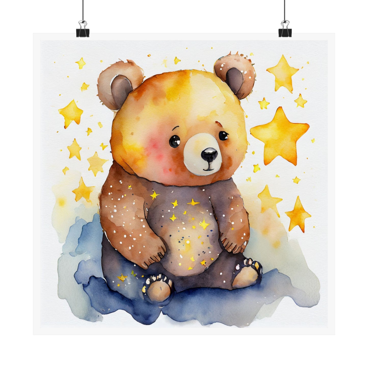 Warm & Cozy Bear Poster: Kids Room Decor, Nursery Art, Gift for Baby Shower, Cute Animal Wall Art, Whimsical Starry Theme