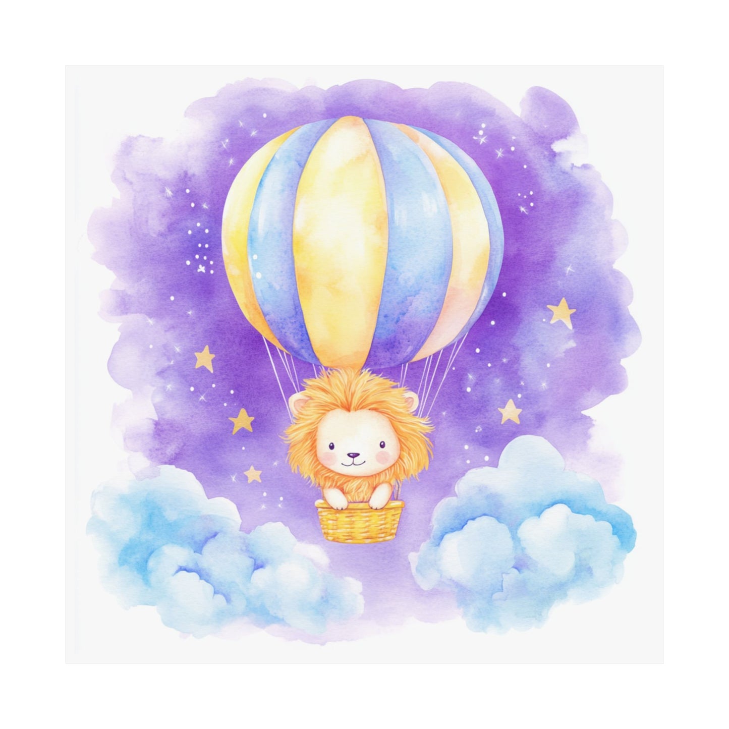 Cute Lion Hot Air Balloon Poster | Kids Room Decor, Nursery Art, Baby Shower Gift, Playroom Wall Art, Whimsical Decor