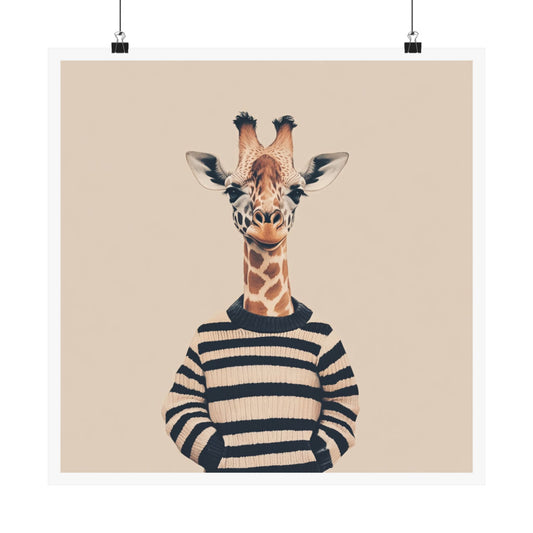 Playful Giraffe Art Print, Quirky Wall Decor, Animal Lover Gift, Kids Room, Nursery Art, Unique Home Decor, Funny Poster