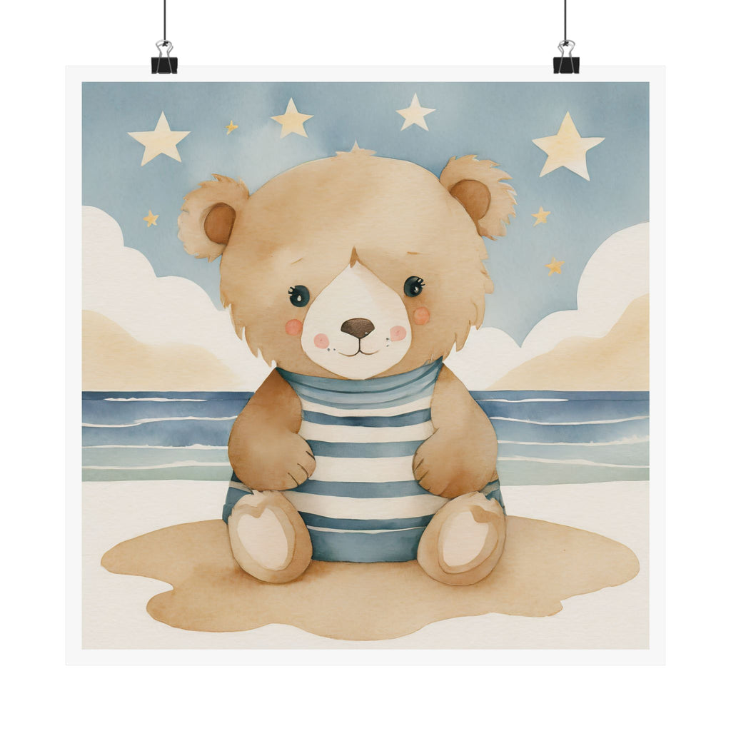 Adorable Bear Art Print, Kids Room Decor, Nursery Wall Art, Cute Animal Poster, Baby Shower Gift