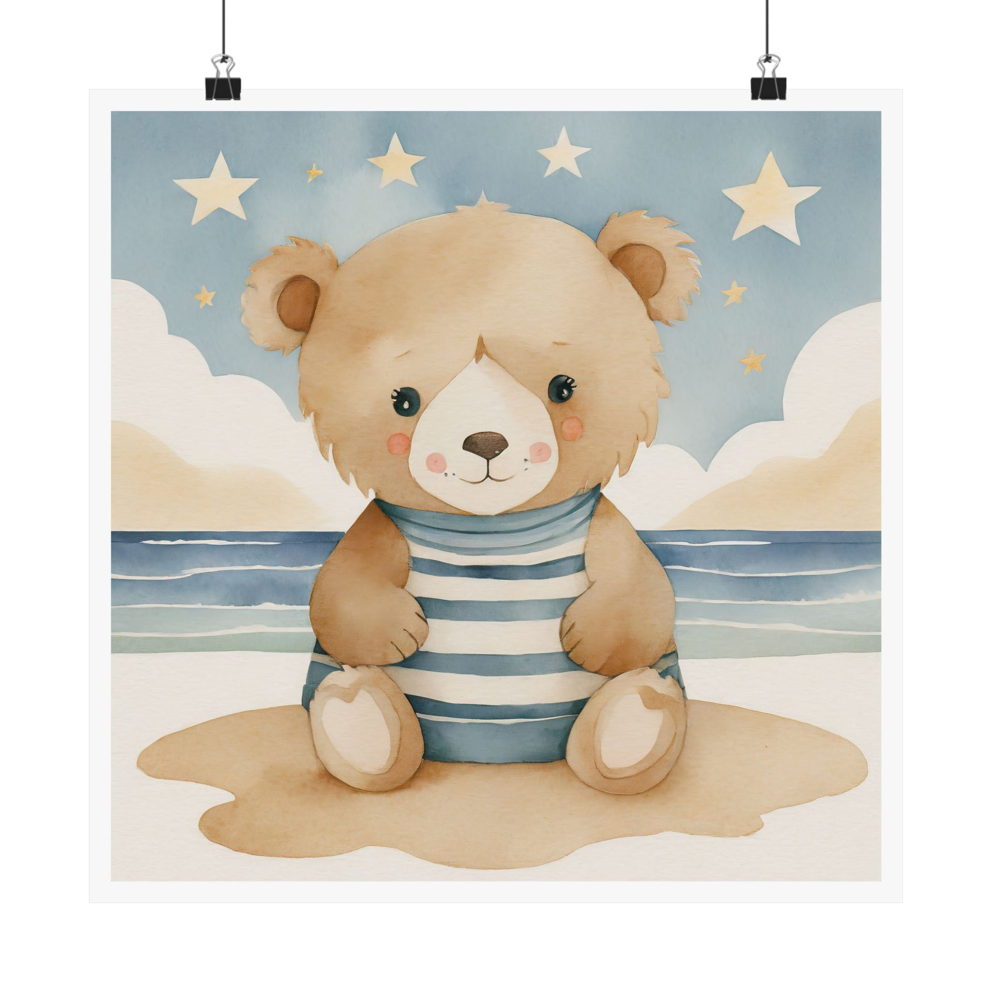 Adorable Bear Art Print, Kids Room Decor, Nursery Wall Art, Cute Animal Poster, Baby Shower Gift