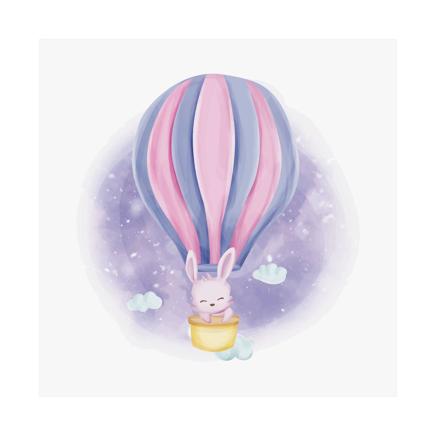 Cute Bunny Hot Air Balloon Poster, Nursery Wall Art, Baby Shower Decor, Kids Room Decoration, Whimsical Home Decor