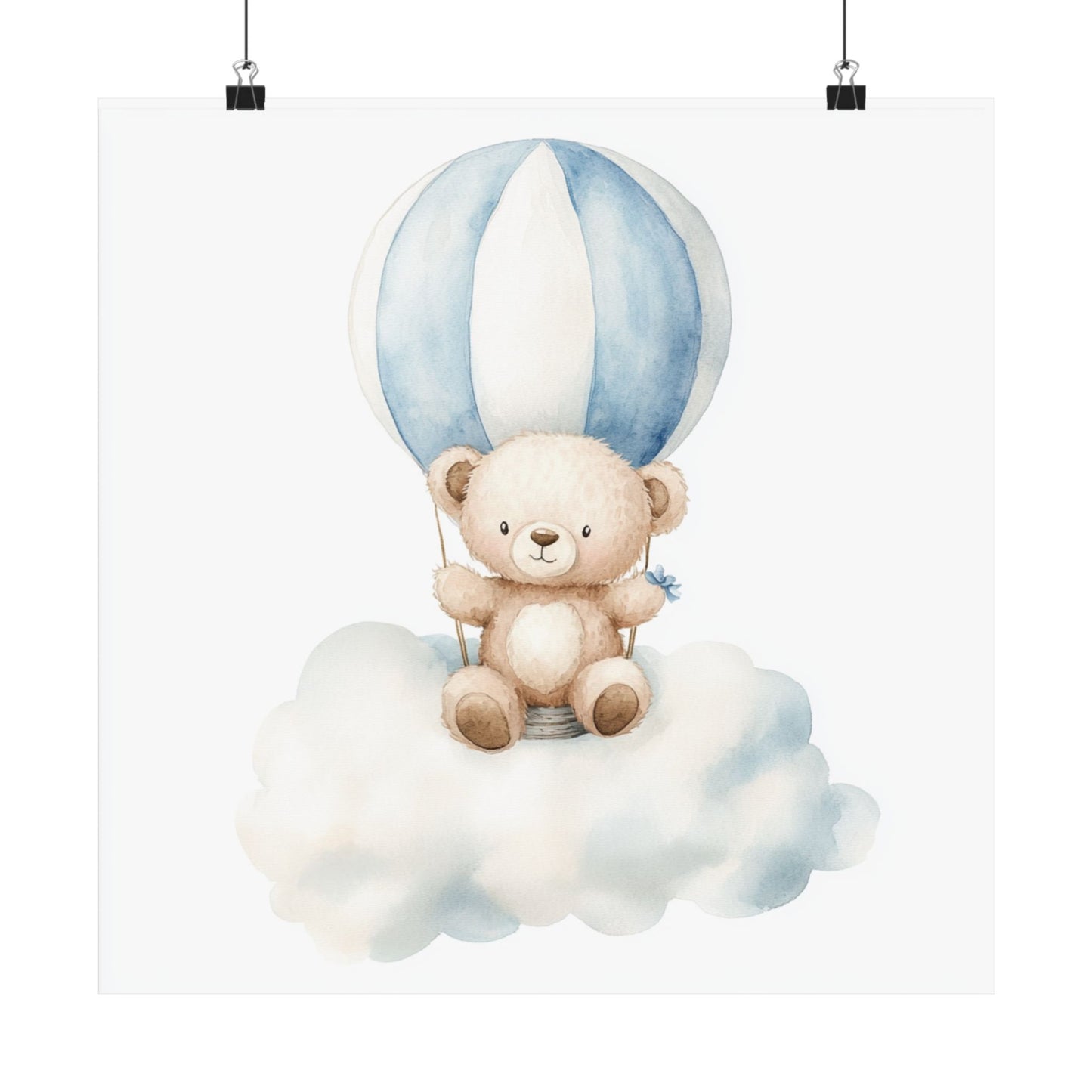 Whimsical Bear Hot Air Balloon Poster, Cute Nursery Wall Art, Kids Room Decor, Baby Shower Gift, Childrens Art Print