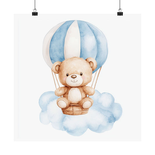 Whimsical Bear Balloon Posters, Nursery Decor, Kids Room Wall Art, Baby Shower Gift, Playful Home Decoration