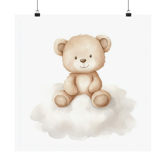 Whimsical Bear Art Print, Nursery Decor, Baby Shower Gift, Kids Room Wall Art, Cute Teddy Bear Poster, Soft Color Palette
