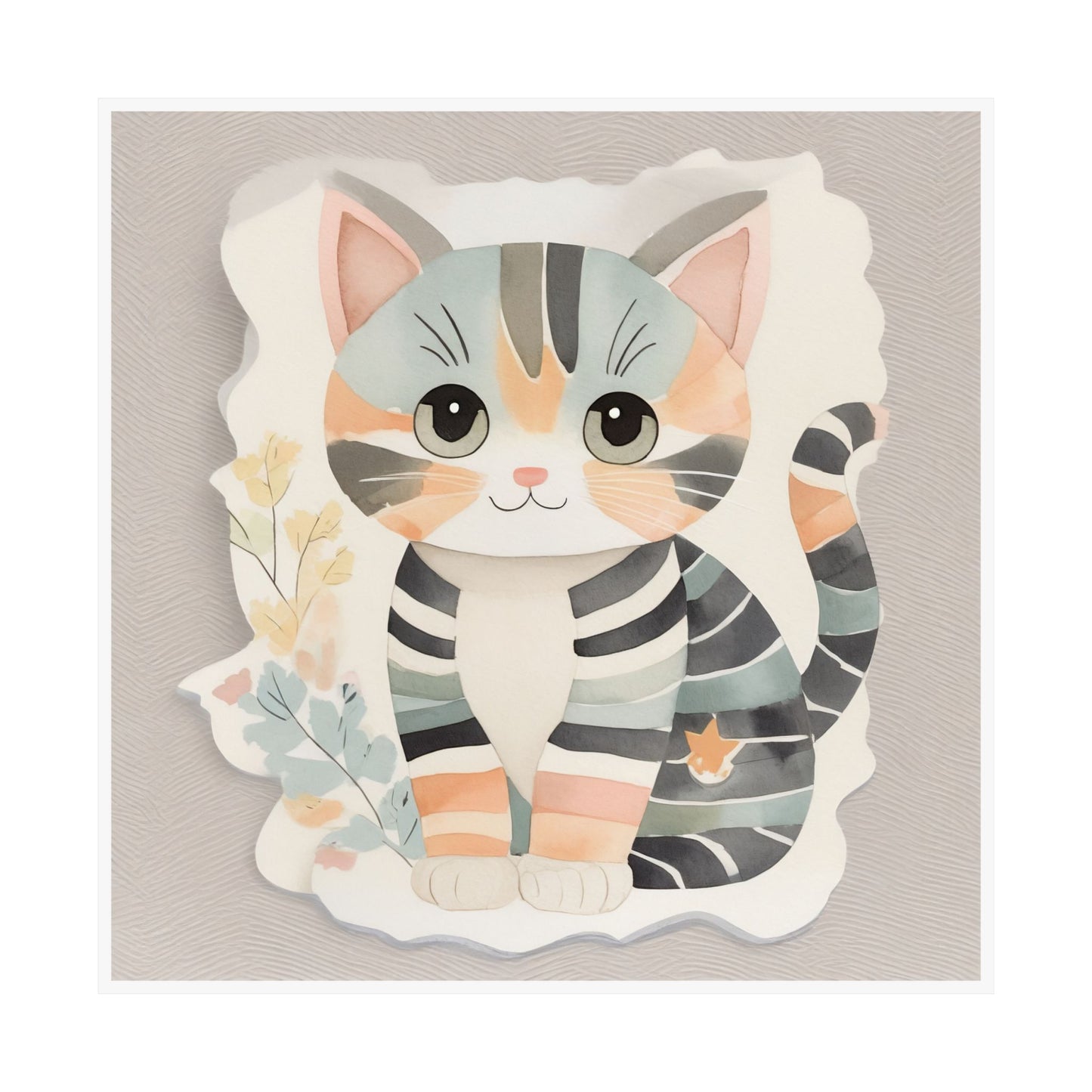 Cute Cat Decor Poster, Whimsical Cat Art Print, Modern Wall Art, Gift for Cat Lovers, Kids Room Decor, Cat Lover's Gift