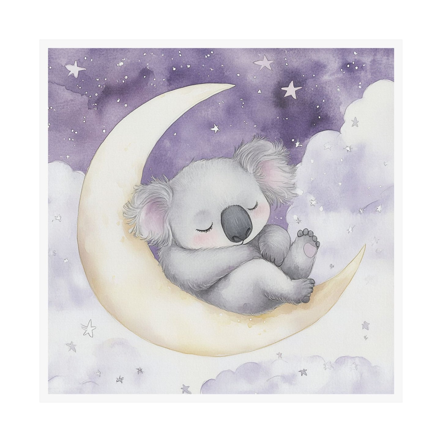 Whimsical Koala Moon Poster, Kid's Room Decor, Nursery Wall Art, Cute Animal Poster, Sleepy Koala Artwork