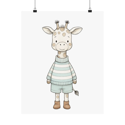 Adorable Giraffe Matte Vertical Poster, Kids Room Decor, Nursery Wall Art, Cute Animal Print, Gift for Baby Shower, Playroom Decor