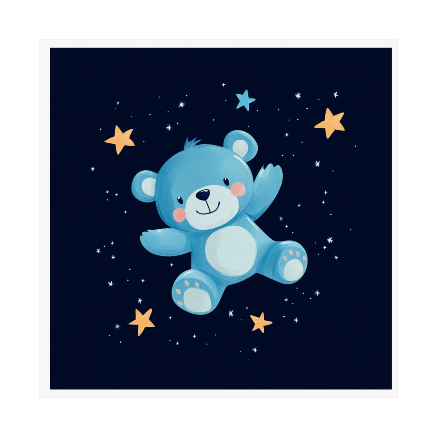 Cute Bear Nursery Wall Art, Matte Vertical Posters for Kids Room, Baby Shower Gift, Starry Night Decor, Playroom Decoration