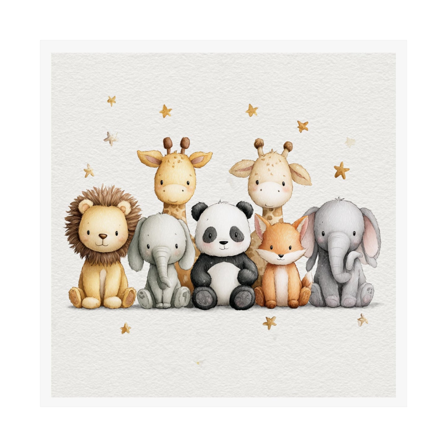 Cute Animal Nursery Wall Art, Kid's Room Decor, Baby Shower Gift, Playroom Decoration, Modern Matte Poster