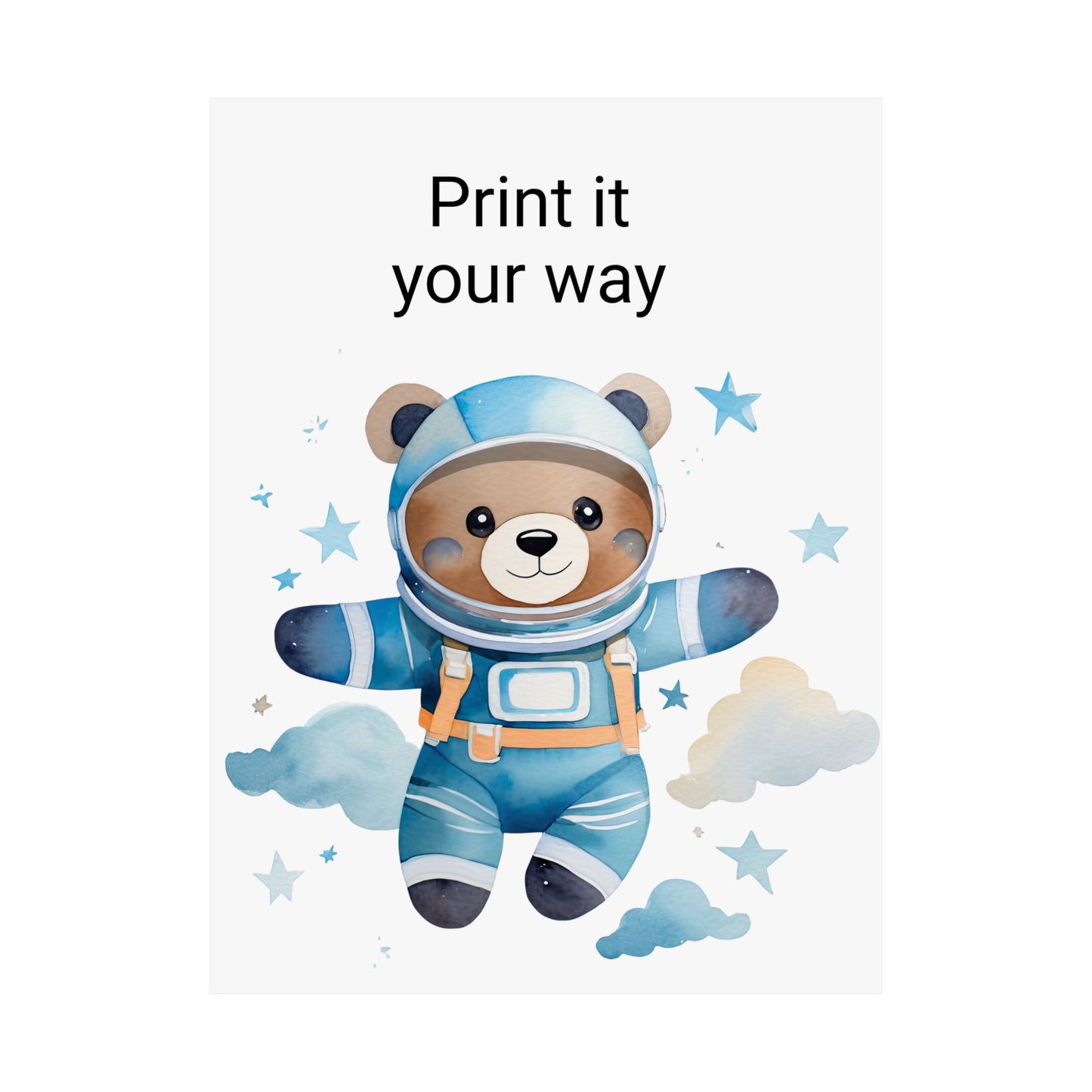 Cute Astronaut Bear Poster, Kids Room Decor, Nursery Art, Baby Shower Gift, Playroom Wall Art, Children's Bedroom