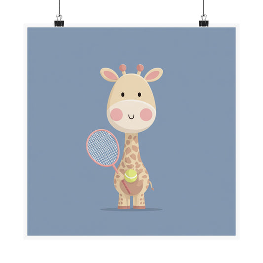Cute Giraffe Tennis Vertical Posters, Kid's Room Decor, Playroom Wall Art, Gift for Animal Lovers, Nursery Decoration