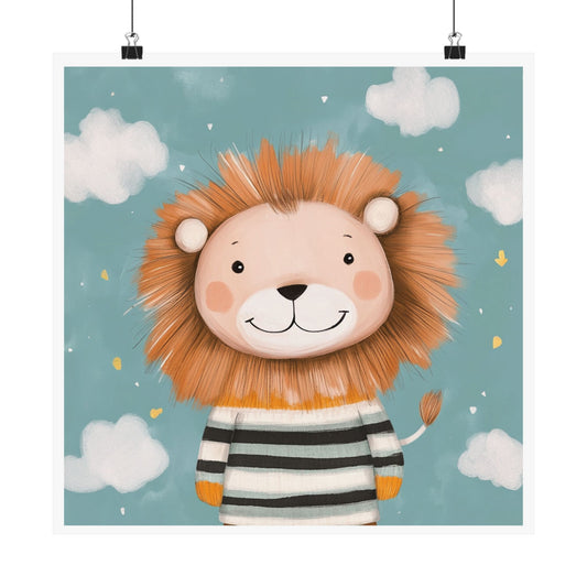 Cute Lion Kids' Poster | Nursery Wall Art, Children's Room Decor, Animal Print, Playroom Decoration, Gift for Kids